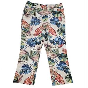 Chicos Secret Stretch Jungle Palms Straight Crop Pants NEW Womens